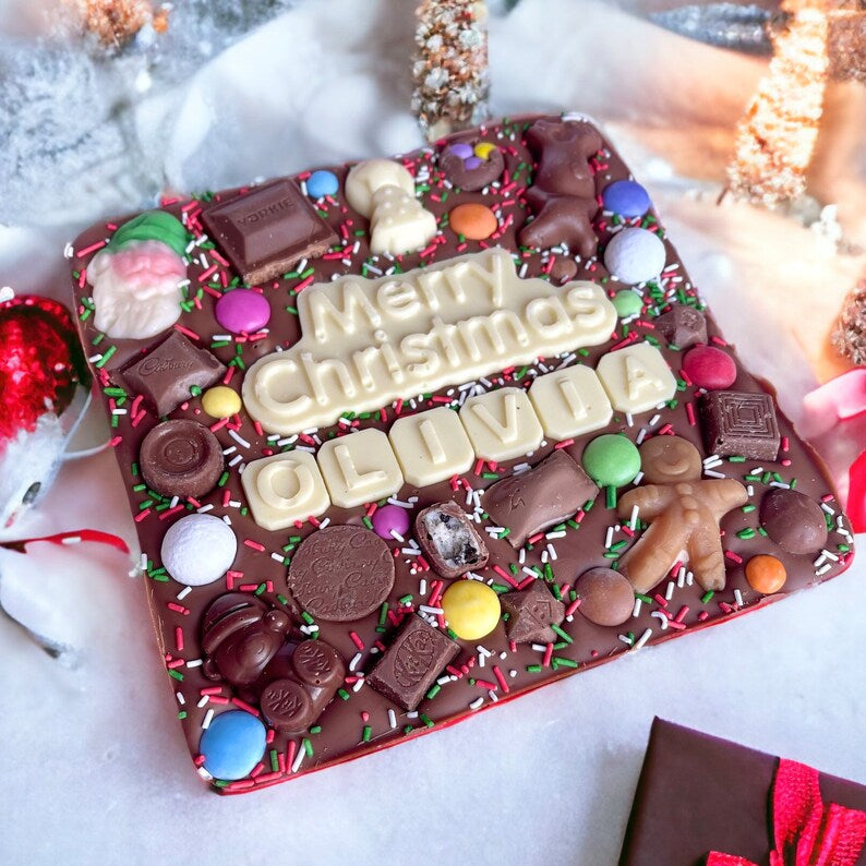 Merry Christmas large chocolate slab