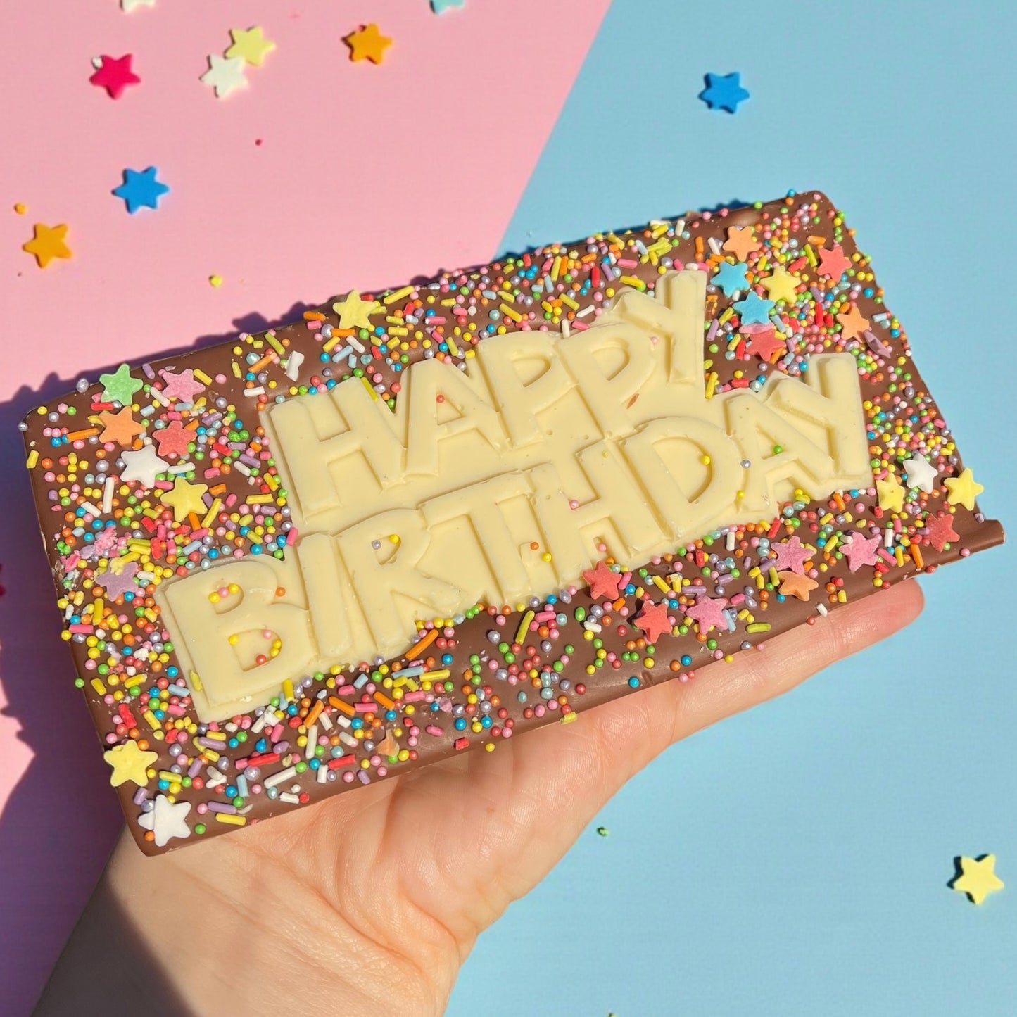 Happy Birthday chocolate slab- choice of toppings and size!