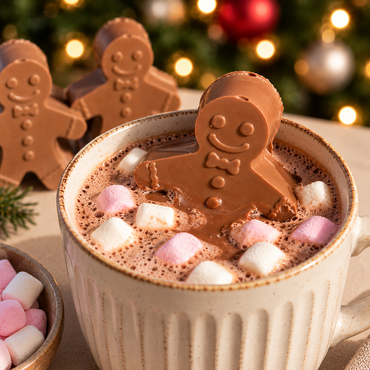 Gingerbread man hot chocolate bomb