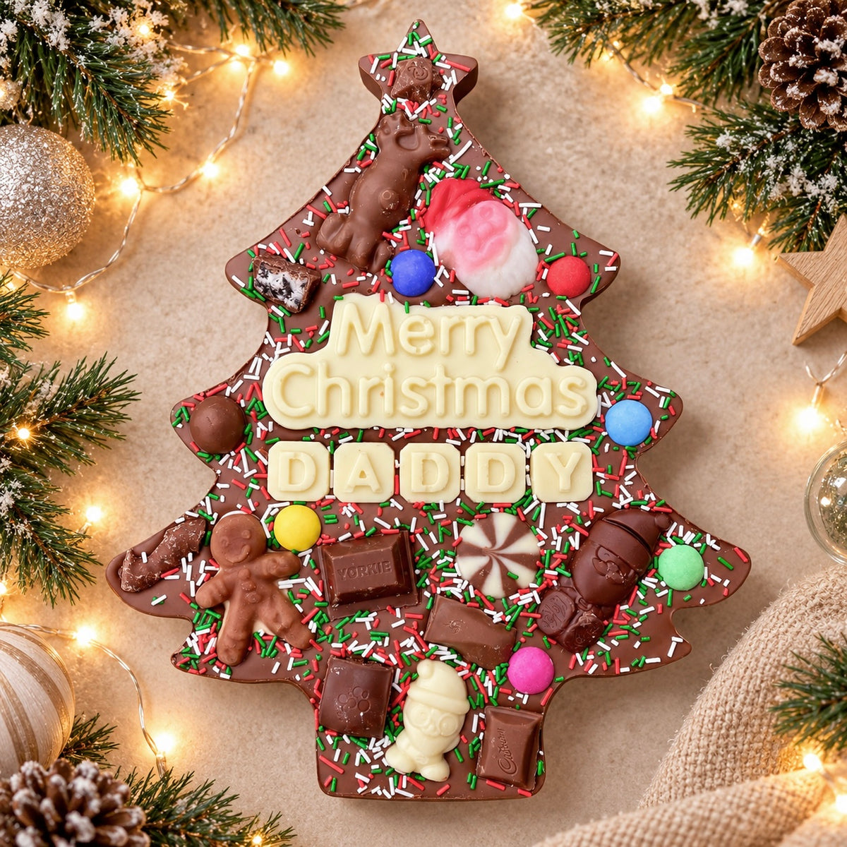Personalised Christmas tree chocolate slab