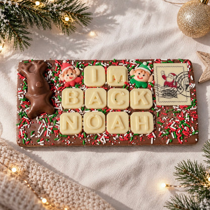 Elf I'm back personalised chocolate bar
