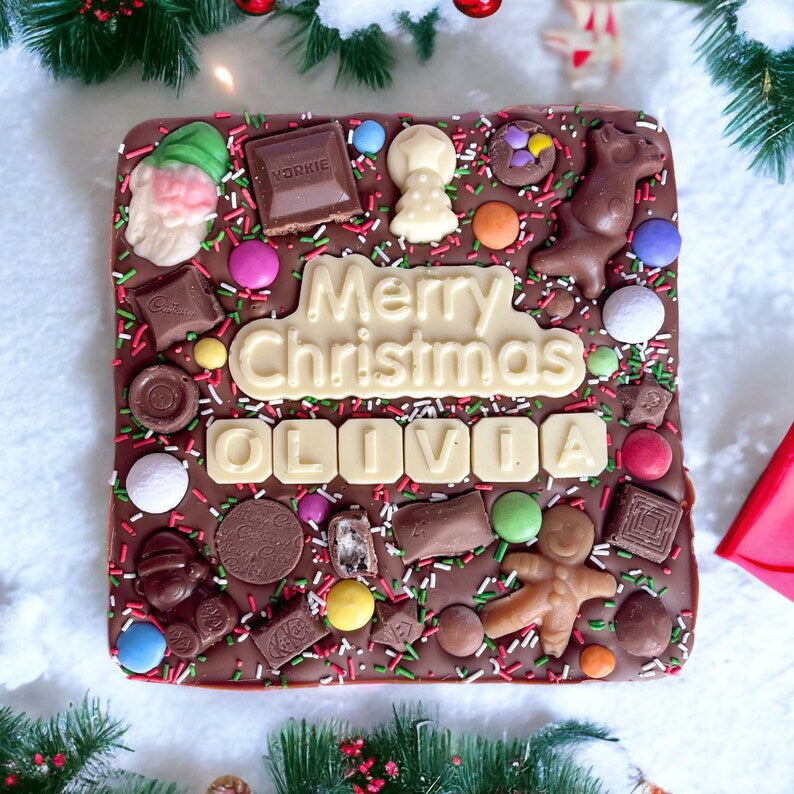 Merry Christmas large chocolate slab