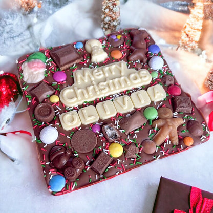 Merry Christmas large chocolate slab