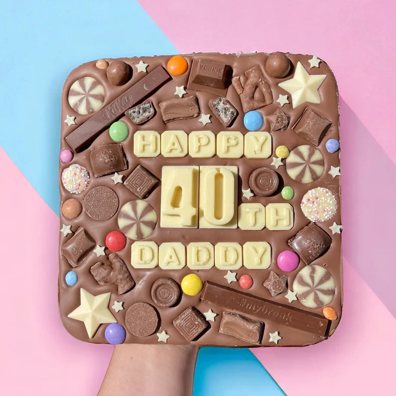 XL Belgian chocolate slab with personalised message- choice of topping ...