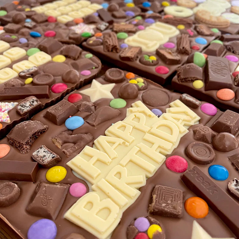 Happy Birthday chocolate slab- choice of toppings!