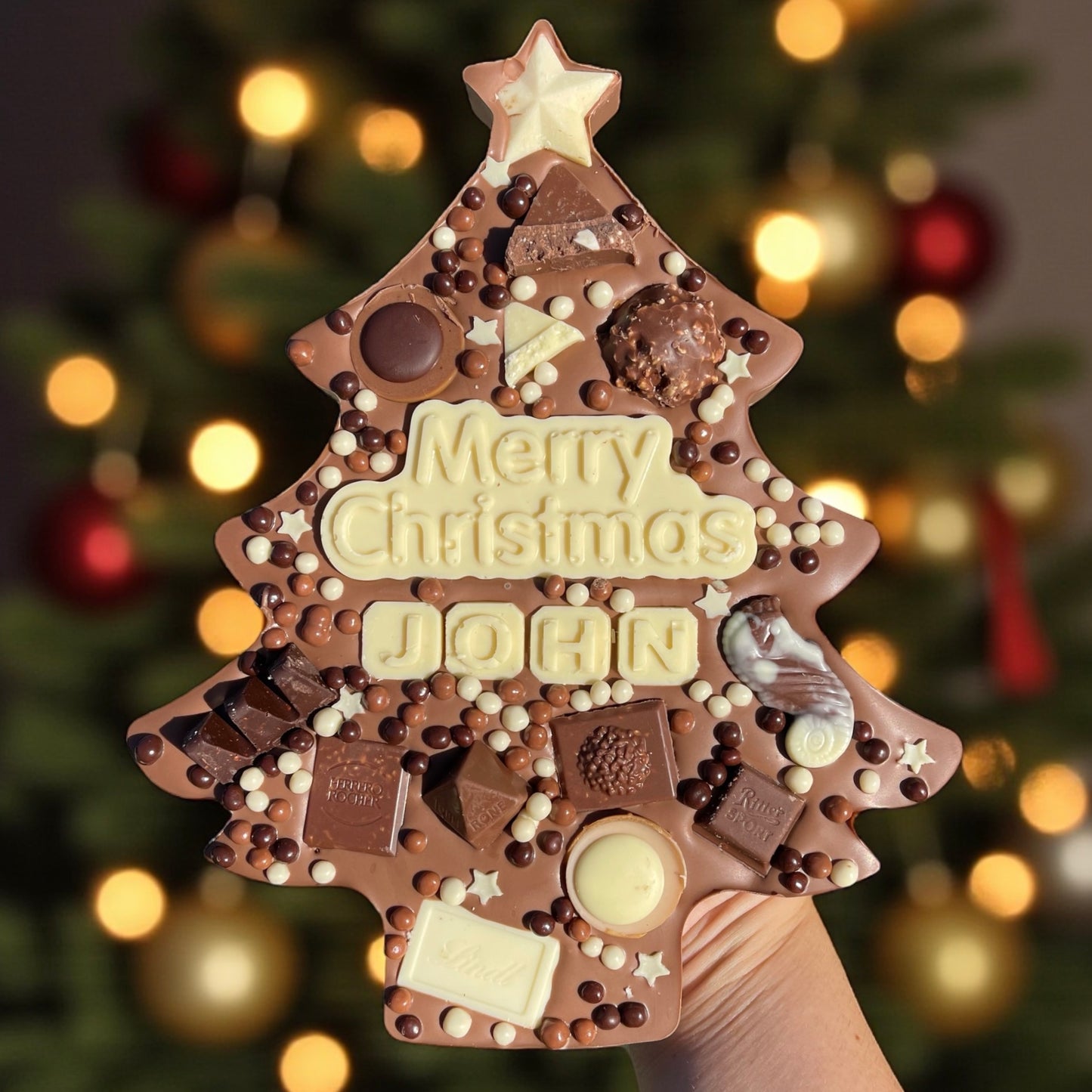 Personalised Christmas tree chocolate slab