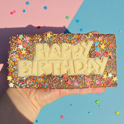 Happy Birthday chocolate slab- choice of toppings and size!