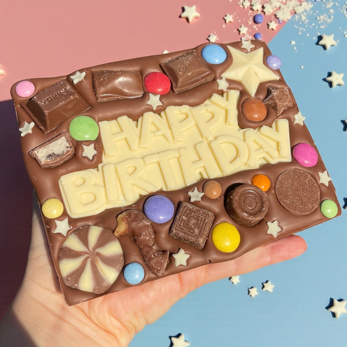 Happy Birthday chocolate slab- choice of toppings and size!